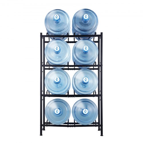 4 Tiers Water Jug Holder Double Row Water Bottle Rack for 8 Bottles Black – 8 W