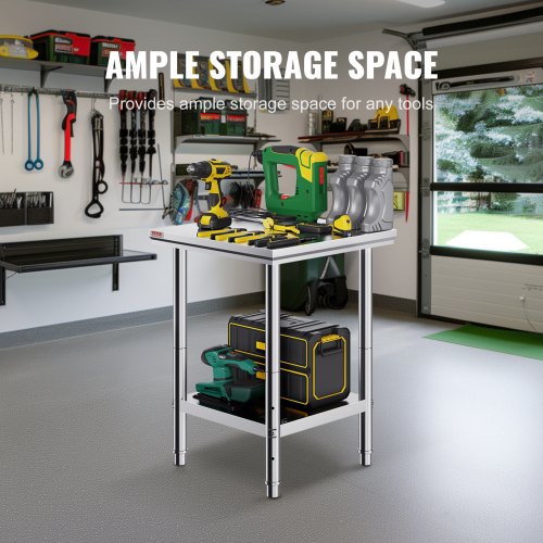 Stainless Steel Prep Table 24 x 24 x 31 Inch 700 lbs Load Capacity Heavy