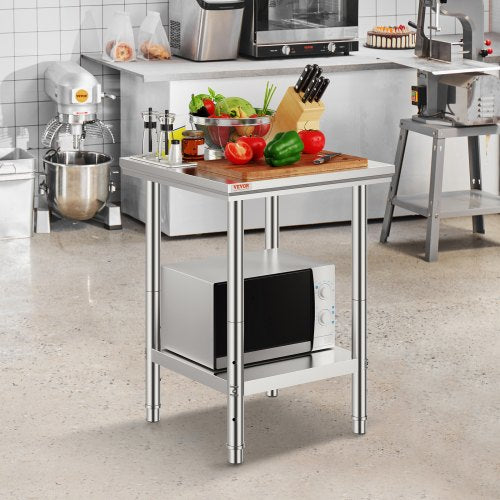 Stainless Steel Prep Table 24 x 24 x 31 Inch 700 lbs Load Capacity Heavy