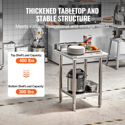 24 x 24 x 35 Inch Stainless Steel Work Table Commercial Food Prep Worktable