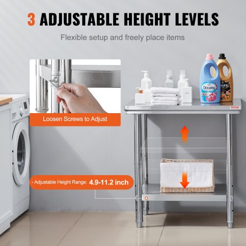 Stainless Steel Prep Table 24 x 30 x 31 Inch 700 lbs Load Capacity Heavy