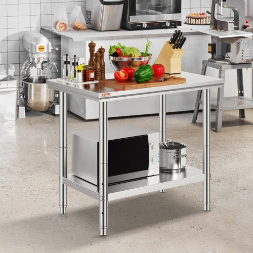 Stainless Steel Prep Table 900x600x800 mm 700 lbs Load Capacity Heavy