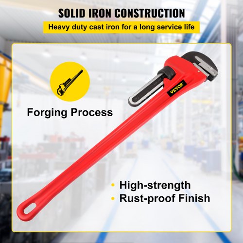 51 Cast Iron Handle HeavyDuty Hook Jaw Straight Pipe Wrench – 200 MM