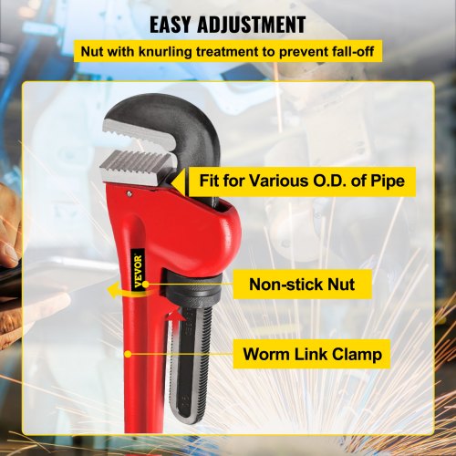 51 Cast Iron Handle HeavyDuty Hook Jaw Straight Pipe Wrench – 200 MM