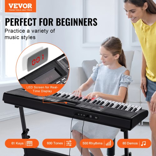 61 Key Digital Keyboard Piano Lighted Keys Electric Portable Piano