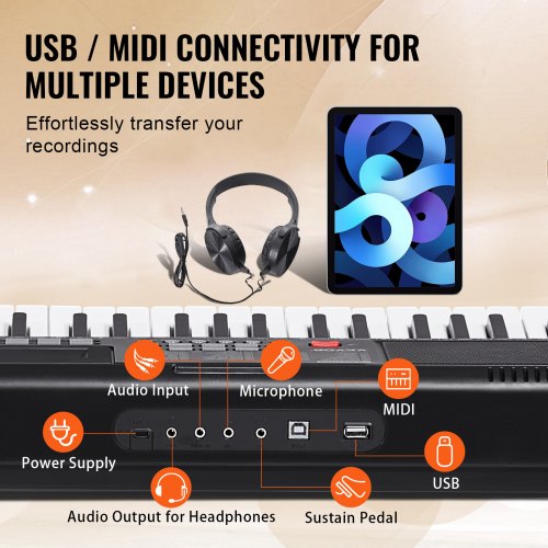 61 Key Digital Keyboard Piano Lighted Keys Electric Portable Piano