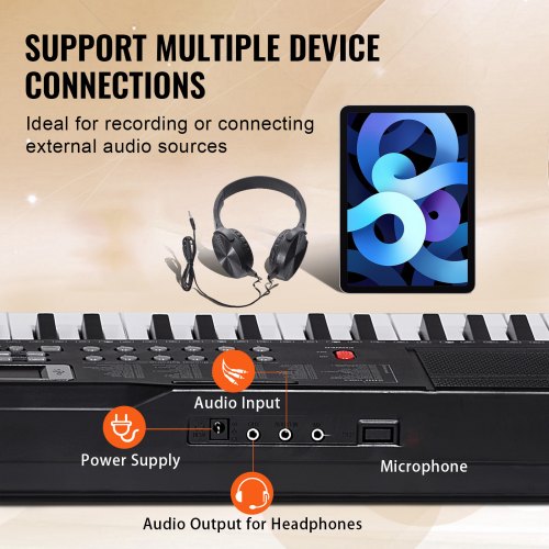 61 Key Digital Keyboard Piano 200 Tones 200 Rhythms Electric Portable