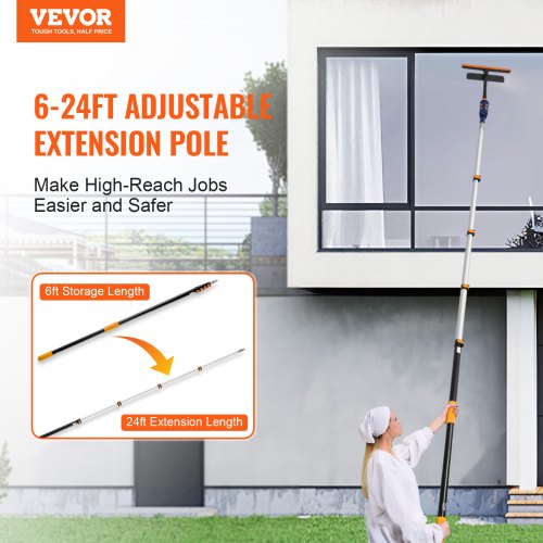 Telescoping Pole 6 to 24 FT Pole Extension MultiPurpose Pole Sturdy