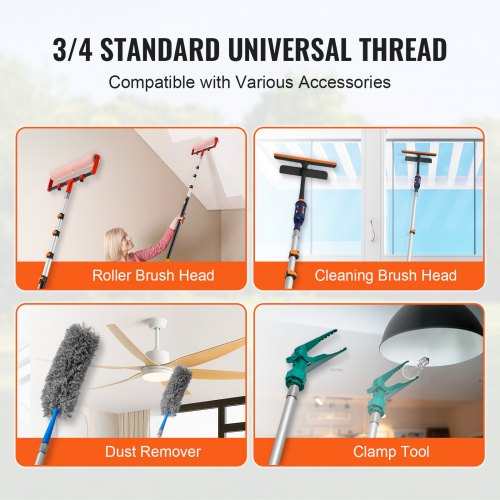 Telescoping Pole 6 to 24 FT Pole Extension MultiPurpose Pole Sturdy