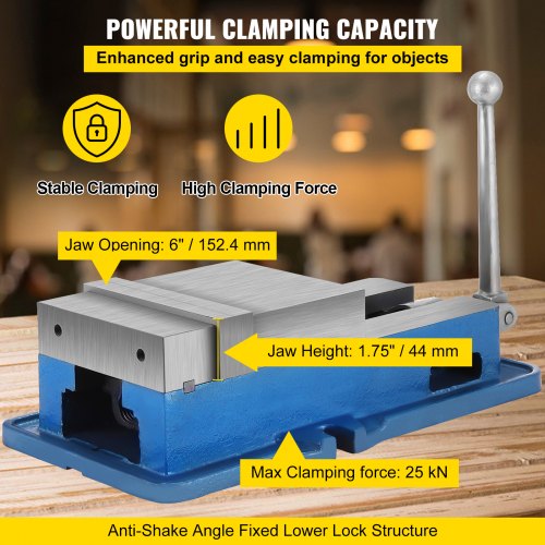 6 ACCU Lock Vise for Precision Milling Vice with 6 Inch Jaw for Drill