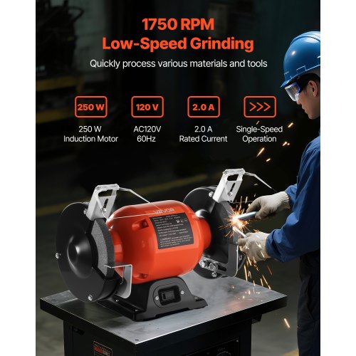 Bench Grinder 6inch Single Speed Bench Grinder 1750RPM LowSpeed Table
