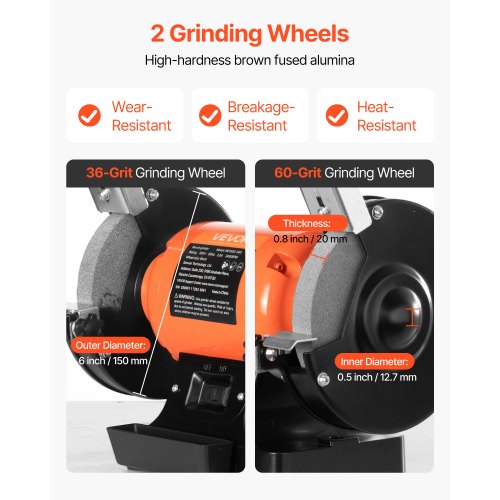 Bench Grinder 6inch Single Speed Bench Grinder 3450RPM HighSpeed Table