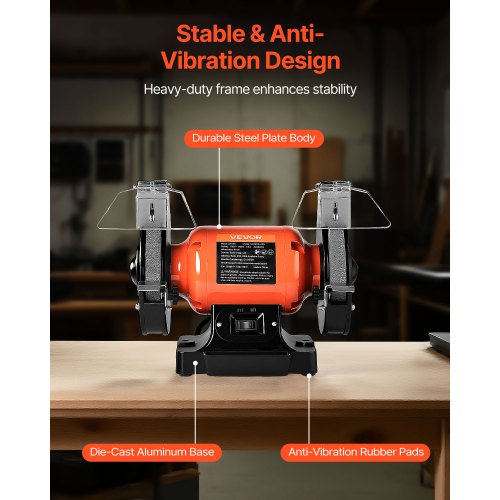 Bench Grinder 6inch Single Speed Bench Grinder 3450RPM HighSpeed Table