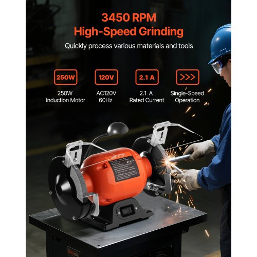 Bench Grinder 6inch Single Speed Bench Grinder 3450RPM HighSpeed Table