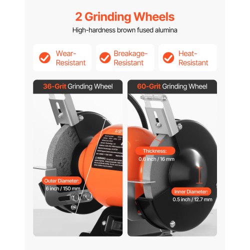 Bench Grinder 6inch Single Speed Bench Grinder 3450RPM HighSpeed Table
