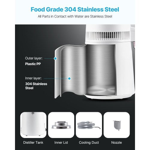 Water Distiller 6L 1.6 Gallon Larger Pure Water Purifier Filter For Home