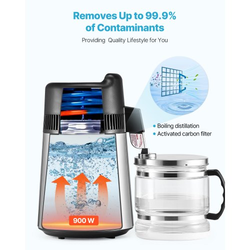 Water Distiller 6L 1.6 Gallon Larger Pure Water Purifier Filter For Home