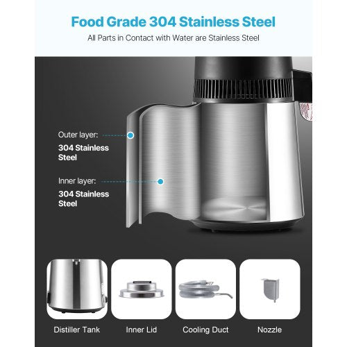 Water Distiller 6L 1.6 Gallon Larger Pure Water Purifier Filter For Home