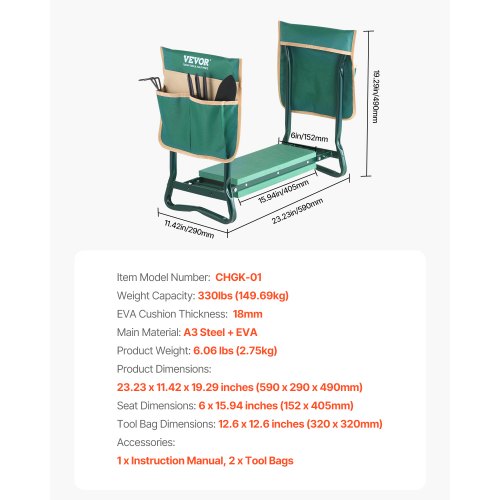 Garden Kneeler and Seat 6 in Wide Kneeling Pad Heavy Duty Garden Kneeling