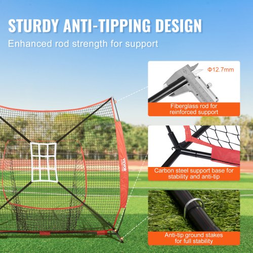 7x7 ft Baseball Softball Practice Net Portable Baseball Training Net
