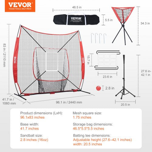 7x7 ft Baseball Softball Practice Net Portable Baseball Training Net