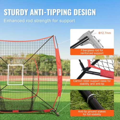 7x7 ft Baseball Softball Practice Net Portable Baseball Training Net