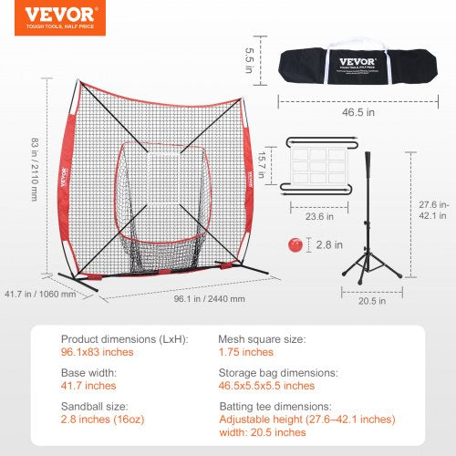 7x7 ft Baseball Softball Practice Net Portable Baseball Training Net