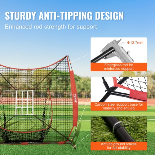 7x7 ft Baseball Softball Practice Net Portable Baseball Training Net