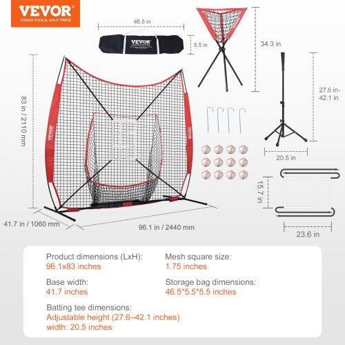 7x7 ft Baseball Softball Practice Net Portable Baseball Training Net