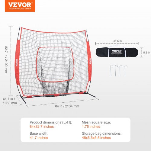 7x7 ft Baseball Softball Practice Net Portable Baseball Training Net