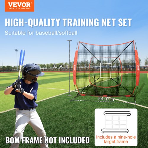 7x7 ft Baseball Softball Practice Net Portable Baseball Training Net