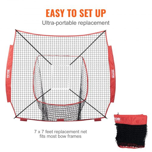 7x7 ft Baseball Softball Practice Net Portable Baseball Training Net