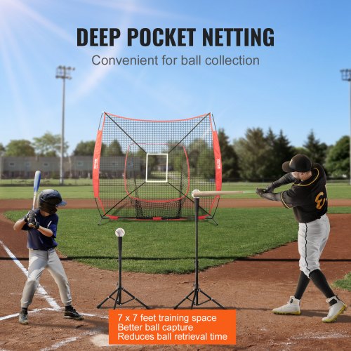 7x7 ft Baseball Softball Practice Net Portable Baseball Training Net