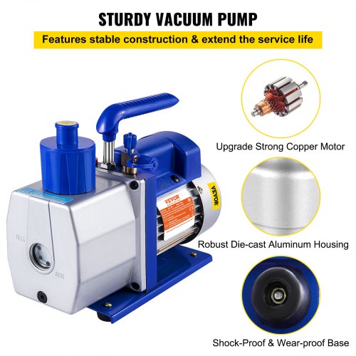 Vacuum Pump 7 CFM 12 HP Single Stage Air Conditioning Vacuum Pump for R12