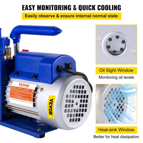 Vacuum Pump 7 CFM 12 HP Single Stage Air Conditioning Vacuum Pump for R12