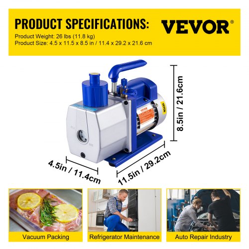 Vacuum Pump 7 CFM 12 HP Single Stage Air Conditioning Vacuum Pump for R12