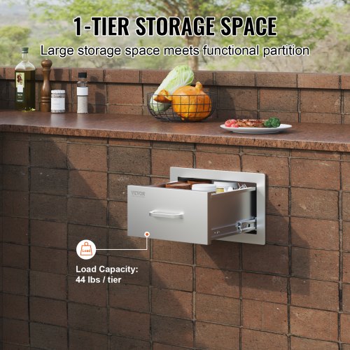 14x85 Inch Outdoor Kitchen Drawers Stainless Steel Flush Mount Double