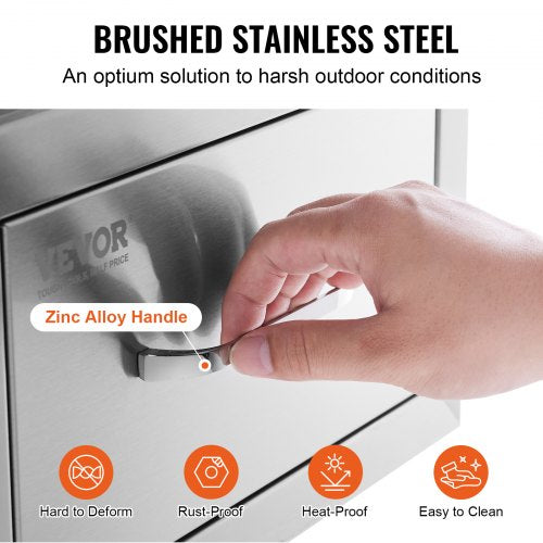 14x85 Inch Outdoor Kitchen Drawers Stainless Steel Flush Mount Double