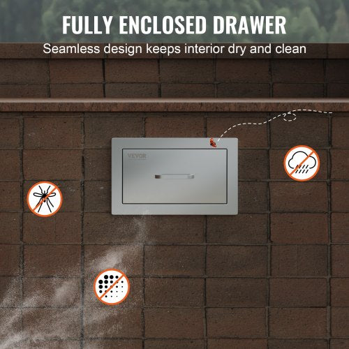 14x85 Inch Outdoor Kitchen Drawers Stainless Steel Flush Mount Double