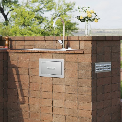 14x85 Inch Outdoor Kitchen Drawers Stainless Steel Flush Mount Double