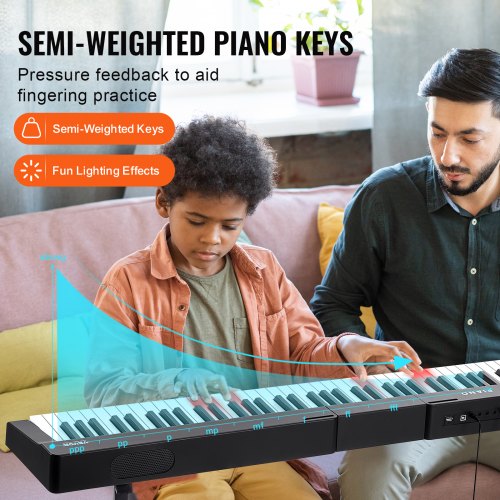 88 Key Digital Piano Keyboard Semi Weighted Keys Full Size Electric
