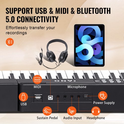 88 Key Digital Piano Keyboard Semi Weighted Keys Full Size Electric