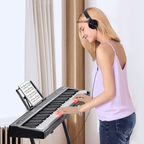 88 Key Digital Piano Keyboard Semi Weighted Keys Full Size Electric