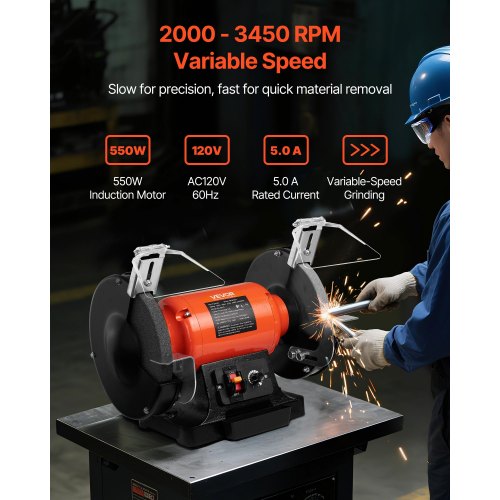 Bench Grinder 8inch Variable Speed Bench Grinder 20003450RPM Table