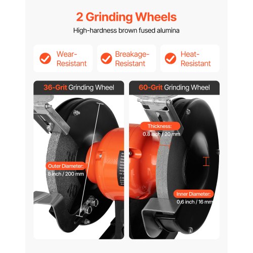 Bench Grinder 8inch Variable Speed Bench Grinder 20003450RPM Table