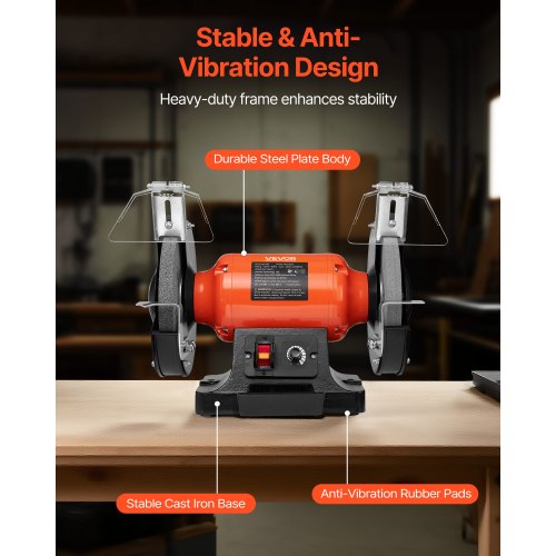 Bench Grinder 8inch Variable Speed Bench Grinder 20003450RPM Table