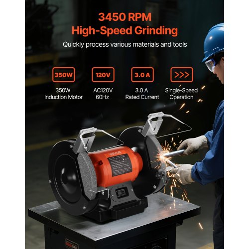 Bench Grinder 8inch Single Speed Bench Grinder 3450RPM HighSpeed Table