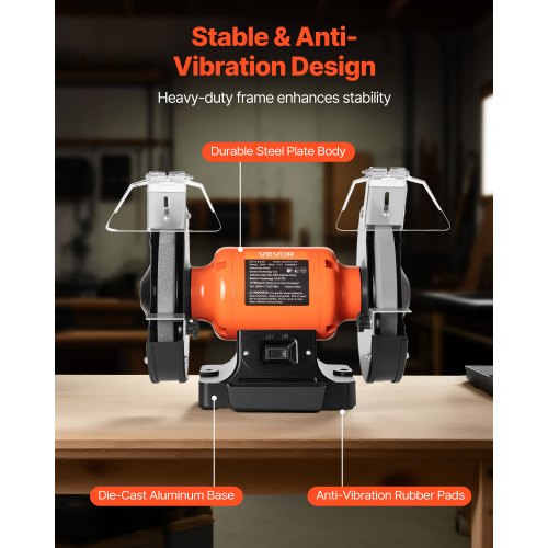 Bench Grinder 8inch Single Speed Bench Grinder 3450RPM HighSpeed Table