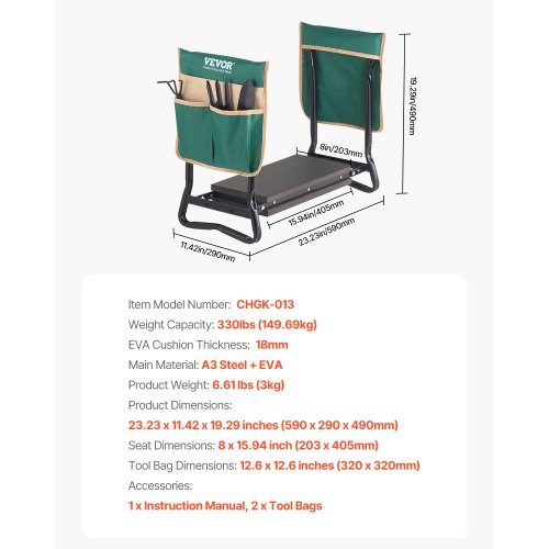 Garden Kneeler and Seat 8 in Wide Kneeling Pad Heavy Duty Garden Kneeling