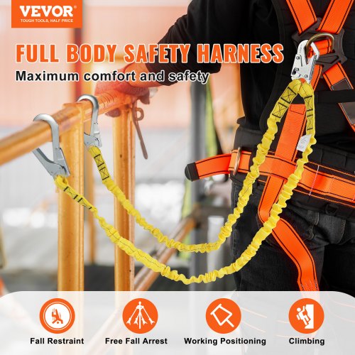 38mm Safety Lanyard 6ft183m Fall Protection Lanyard with 2 Alloy Steel